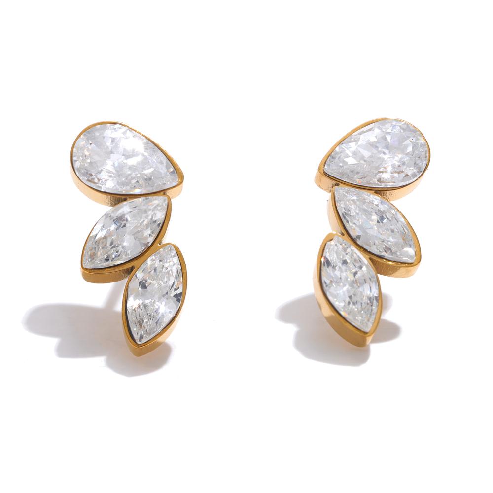 

Yhpup Waterproo Shiny Cubic Zirconia Exquisite Wing Small Stud Earrings Daily for Women Wholesale Stainless Steel Chic Jewelry