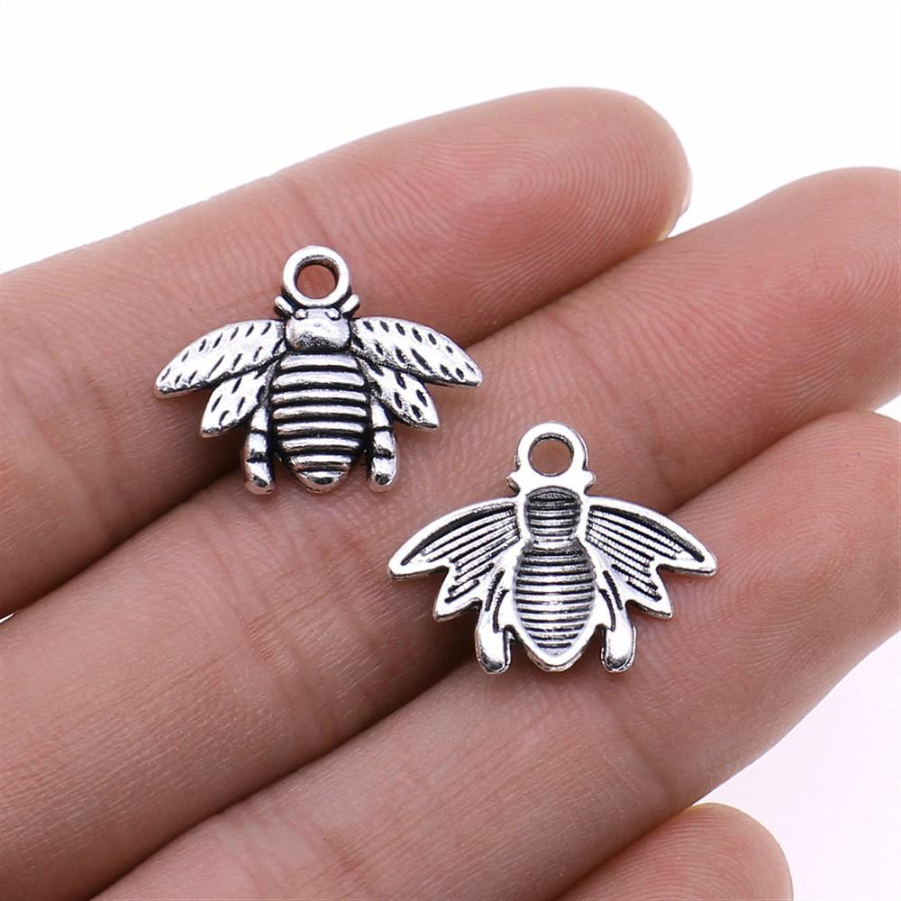 20pcs Charms Bee Tibetan Bronze Silver Color Pendants Antique Jewelry Making DIY Handmade Craft