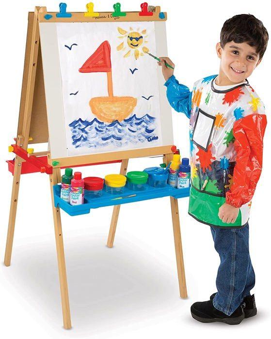 Chevalet d'art - luxe - bois massif - hauteur réglable - double face - pour enfants