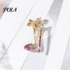 Brooch Pin, High Heels Bow Shape Lapel Pin with Sparkling Rhinestones, Women Badge for Suits Coats Bags Accessories
