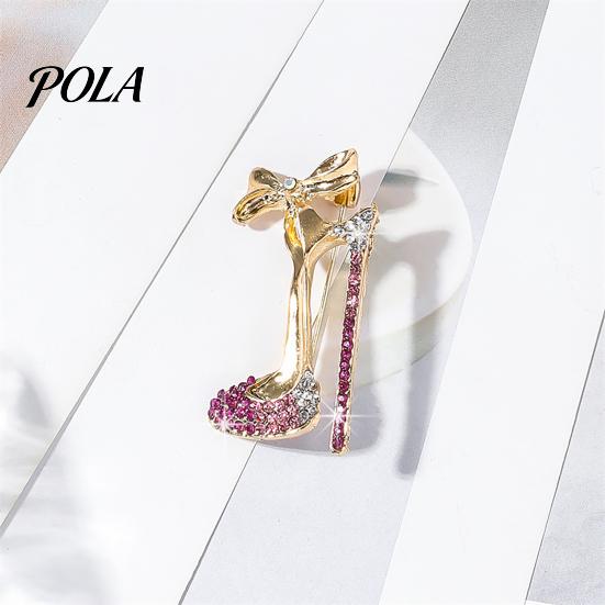 Brooch Pin, High Heels Bow Shape Lapel Pin with Sparkling Rhinestones, Women Badge for Suits Coats Bags Accessories