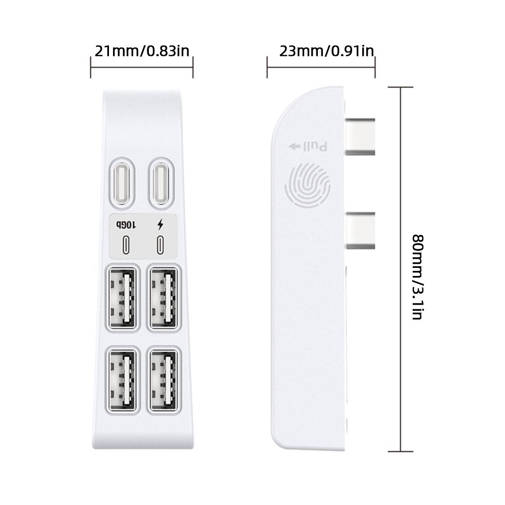 USB Port Extender with 4 USB + 2 Type C Port USB High-Speed Expansion Hub Charger Extender for PS5 Slim for Playstation 5 Slim