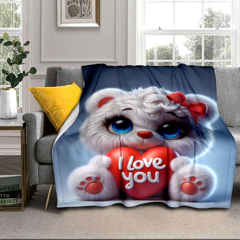 Teddy Bear Night Sky Blanket Flannel Blanket for Bed, Sofa, Camping, Hiking, Picnic Essentials, Gift for Family Fan Gifts