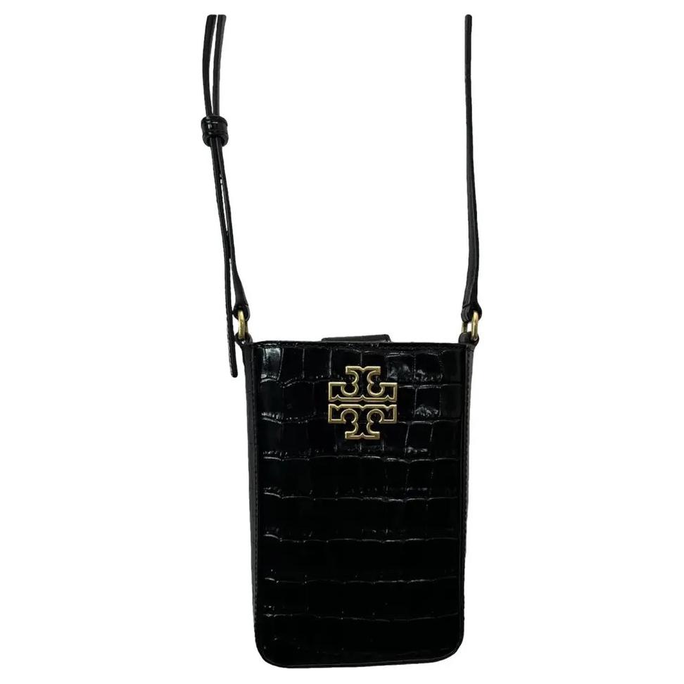 

Tory Burch Britten Crocodile Embossed Casual Versatile Leather Crossbody Bag Women bags Black 141058-001 Basic Set (Bag+Dust Bag)
