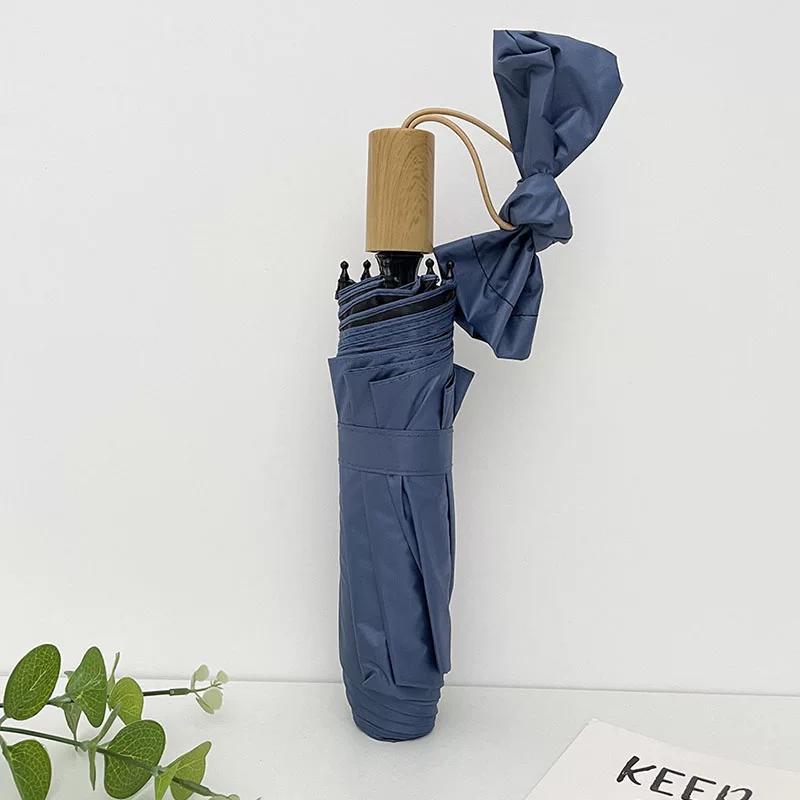 Ten-Bone Large Double Umbrella Small Fresh Sun Umbrella Vinyl Sun Protective Sun Shade Rain Dual-Use Triple Folding Umbrella Female Manual
