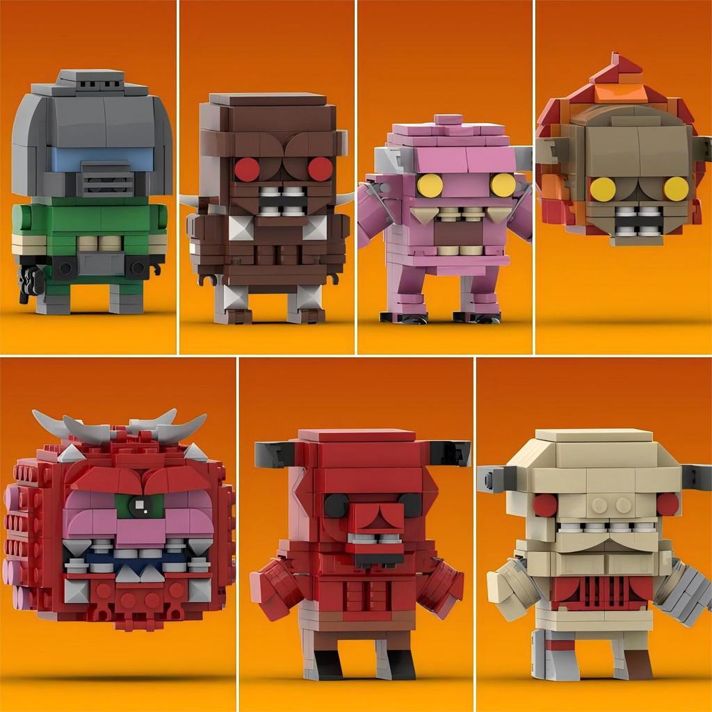 Building Blocks MOC Peripheral Toys Doom Collection Character Brickhead Series Puzzle Boy