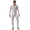 Tuta Holografica Trasparente da Uomo Manica Lunga Full Body Zip Posteriore Catsuit Clubwear