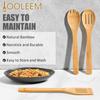 IOOLEEM Bamboo Wooden Spoons for Cooking 6 Pcs 12 Inch, Non-Stick Wooden Kitchen Utensils Set, Natural and Durable Wooden Spatula Spoons for