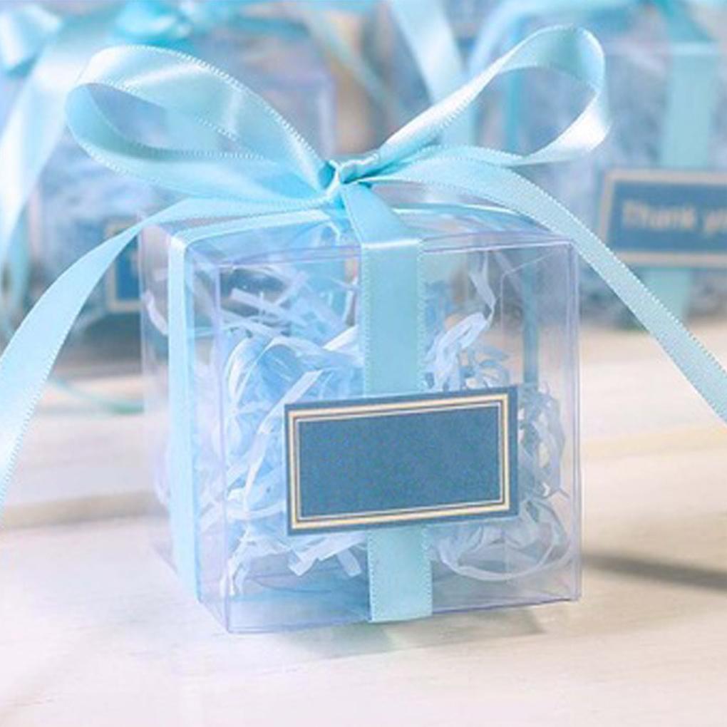 100pcs Packing Box DIY Self-Assembly White Blank Boxes Plastic PVC Transparent Candy Chest Christmas Party Thanksgiving