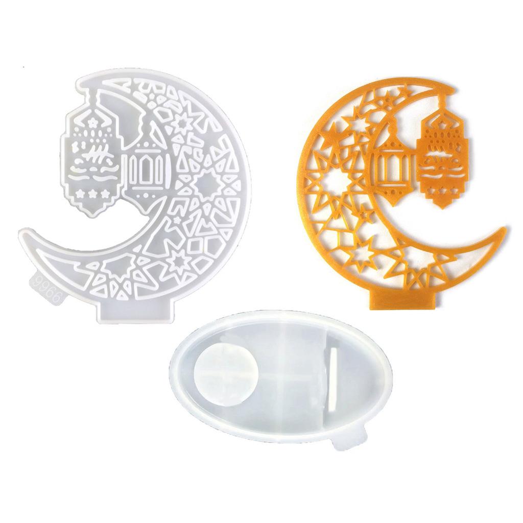 Eid Theme Tealight Holder Molds with Base Moon Shape Candlestick Molds for DIY CraftCandle Holder Tealight Holder