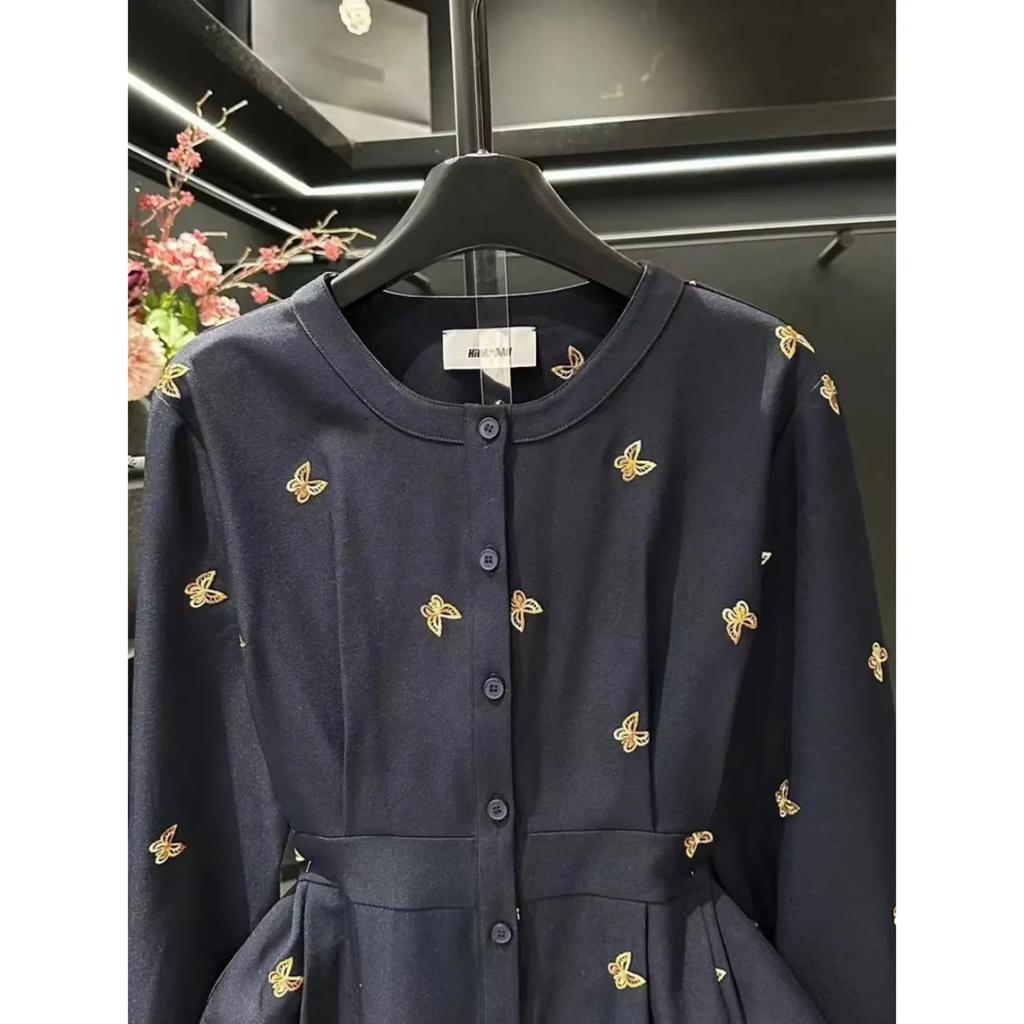 Women's Spring and Autumn Single-Breasted Outwear Tops Long Sleeve Printed Butterfly Shirt