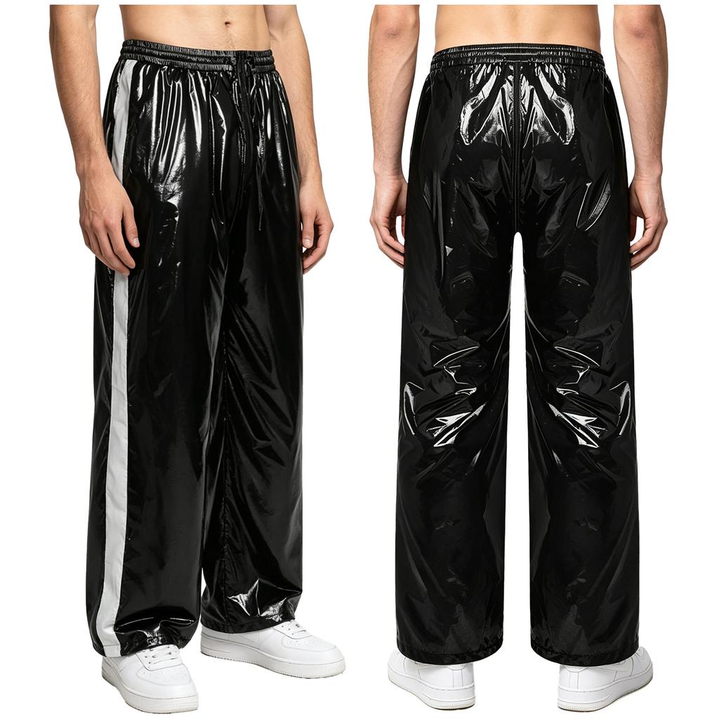 Men‘s Athletic Waterproof Pants S-3XL with Zipper Fly and Reflective Stripes Elastic Waist Straight Leg for Outdoor Sports