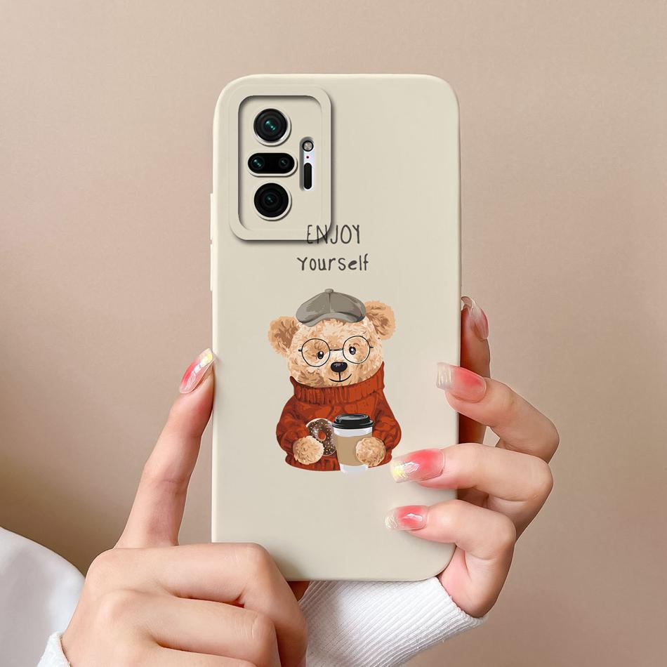 For Redmi Note 10 Pro Max Phone Case Cat Liquid Silicone Full Coverage Anti Drop Funda For Xiaomi Redmi Note 10Pro Max Bumper