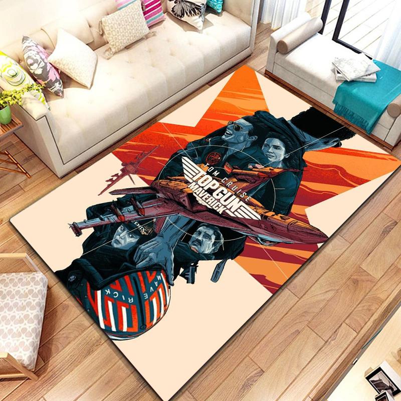 Classic Movie Top Gun Sign Tom Cruise Carpet Rug for Home Living Room Bedroom Sofa Doormat Decor,kid Area Rug Non-slip Floor Mat