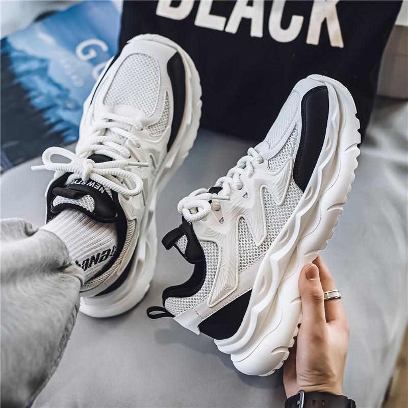 Trend casual men's shoes autumn new breathable non-slip men's sports travel shoes thick sole heightening dad trendy shoes men