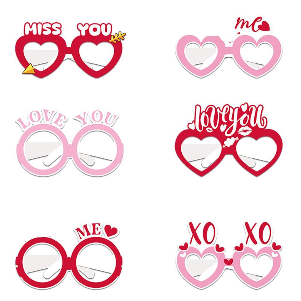 6 Stück Valentinstag-Themenpapierbrillen Valentinstagsparty Lustige Bunte Dekorative Brillen