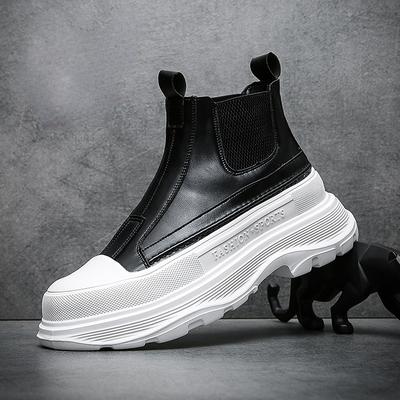 Mode Heren Beste Mode Leren Laarzen Herfst Nieuwe Dikzool Lichtgewicht Hoge Laarzen High-top Trend Casual Witte Schoenen Chelsea Boots
