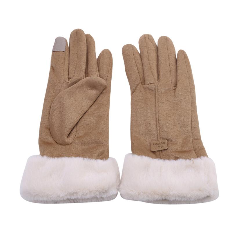 Women Winter Thick Plush Leather Gloves Fashion Winter Warm Skiing Outdoor Women Gloves Lady Elegant Casual Touch Screen Gloves