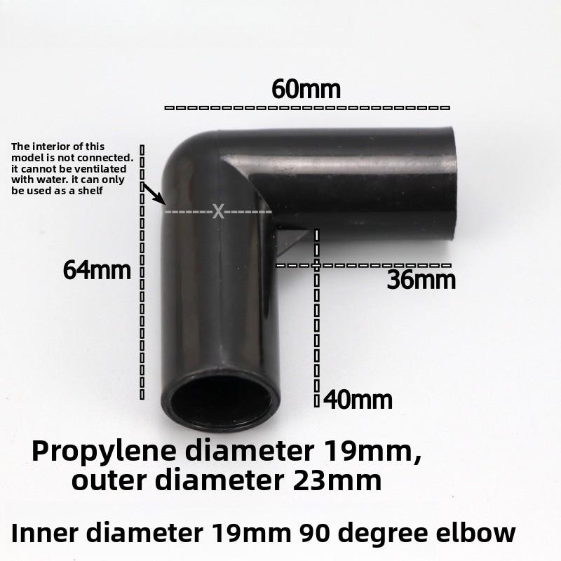 1 ks Černý konektor trubky DIY police Stan Pevný konektor Montážní díly Vnitřní průměr 8/12/16/19 mm ABS plast T-kus Čtyřcestný koleno Rovné spojení
