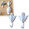 Unique Entryway Decor 2Pcs 3D Printed Halloween Ghost Wall Hook Decorative White Hanger for Cute Ornament Hats Towels Keys Creative Storage