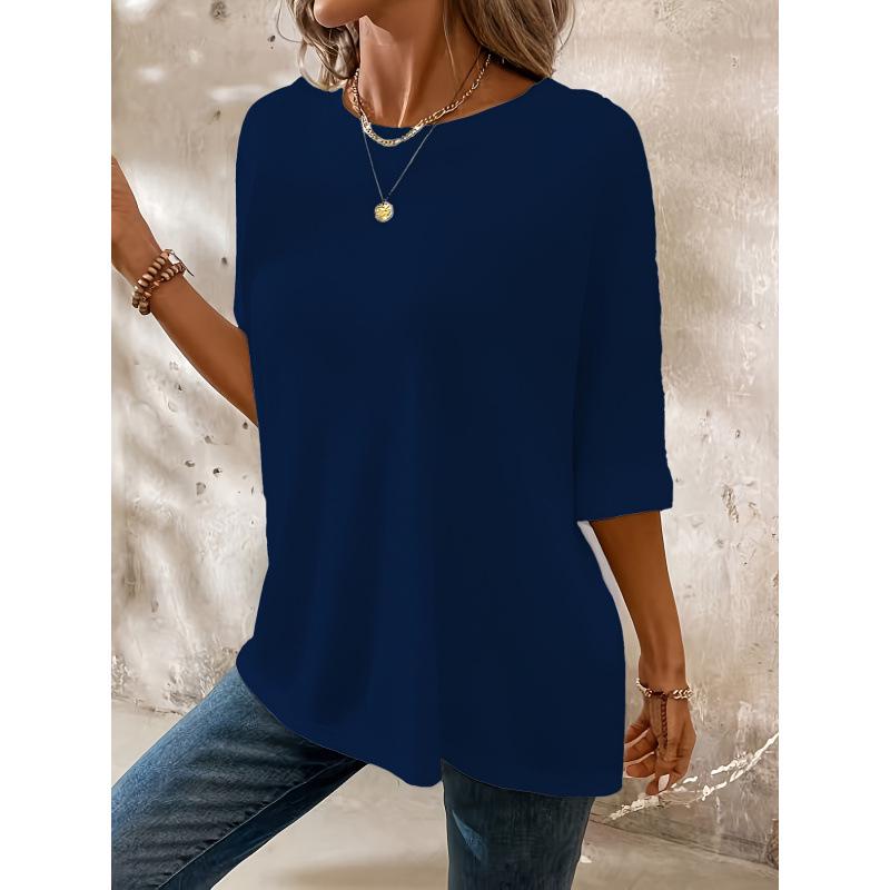 

Plus Size Loose Cross-Border T-Shirt T 78548 3XL темно-синього кольору