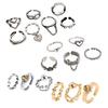1 Set Women Ring Heart Shape Chain Decor Opening Design Metal Finger Ring Dates Parties Jewelry Accessory