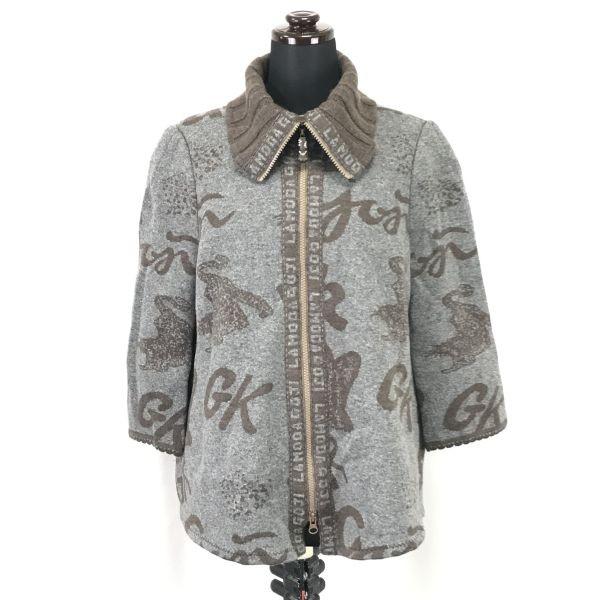 

Италия Шерстяной Вязаный Жакет Женский M Серый На Полной Молнии С Подплечниками