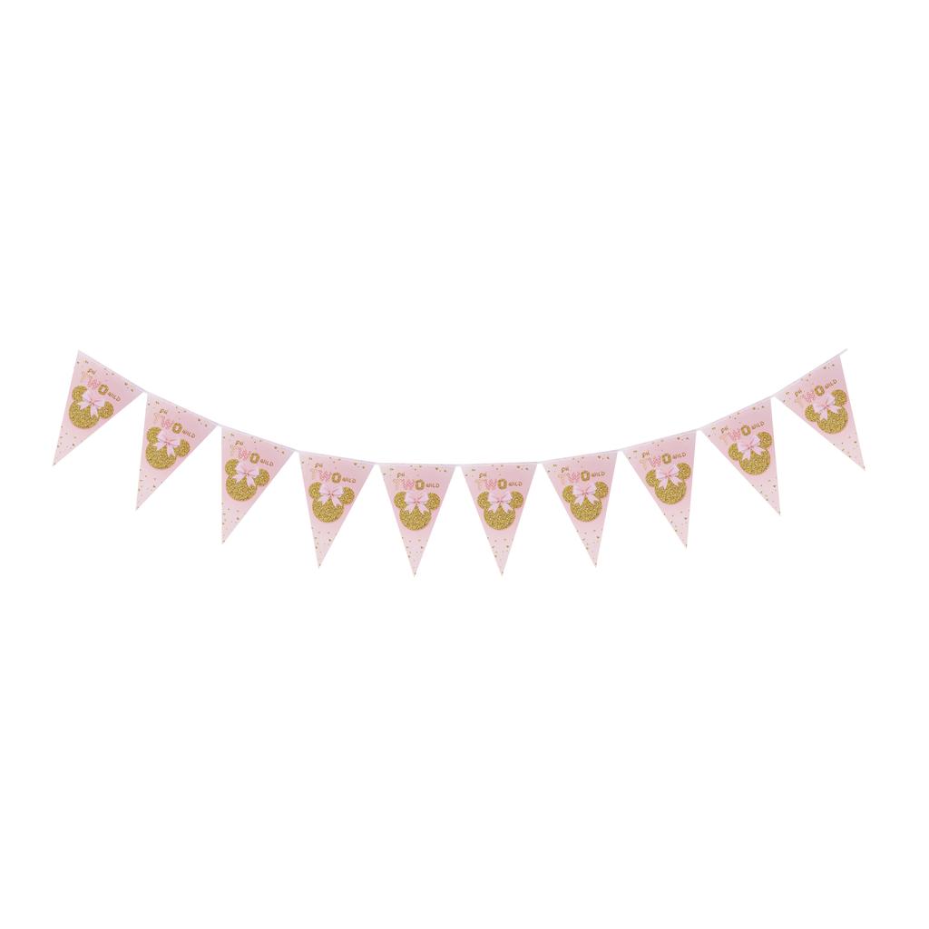 Birth Date Celebration Supplies Collection Minnie Mouse Style Pink Gold Glitter Disposable Utensils Children Birth Date Tableware Decor Favors