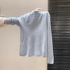 Women's Light Blue Half-High Neck Long Sleeve Knit Top – Autumn/Winter 2025, Soft and Luxurious Feel.
