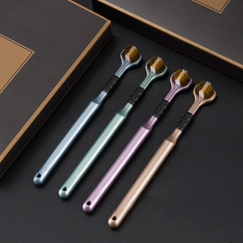 

4 шт. Трехсторонняя зубная щетка с мягкой щетиной U-образная мягкая зубная щетка для комплексной чистки полости рта 3D мануальная зубная щетка