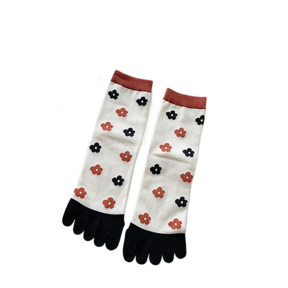 Breathable Five Finger Tube Socks Flower Toe Mid-calf Socks Soft Split Toe Short Socks  Daily