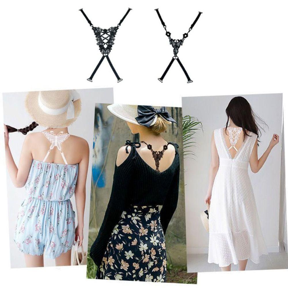 3Pcs Butterfly Beauty Back Bra Straps Cross Lace Bra Straps Sweet Bra Shoulder Straps Women