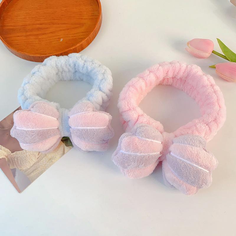 Striped Bread Bow Headband Elastic Soft Washing Face Shower Make Up Yoga Sports Hair Band Skincare Headband for Makeup Removal
