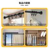 Two 2.4m Tension Rods, 130cm-240cm, Extendable Shower Curtain Rods, Strong Indoor Use, Black, with 36 Curtain Slip Rings