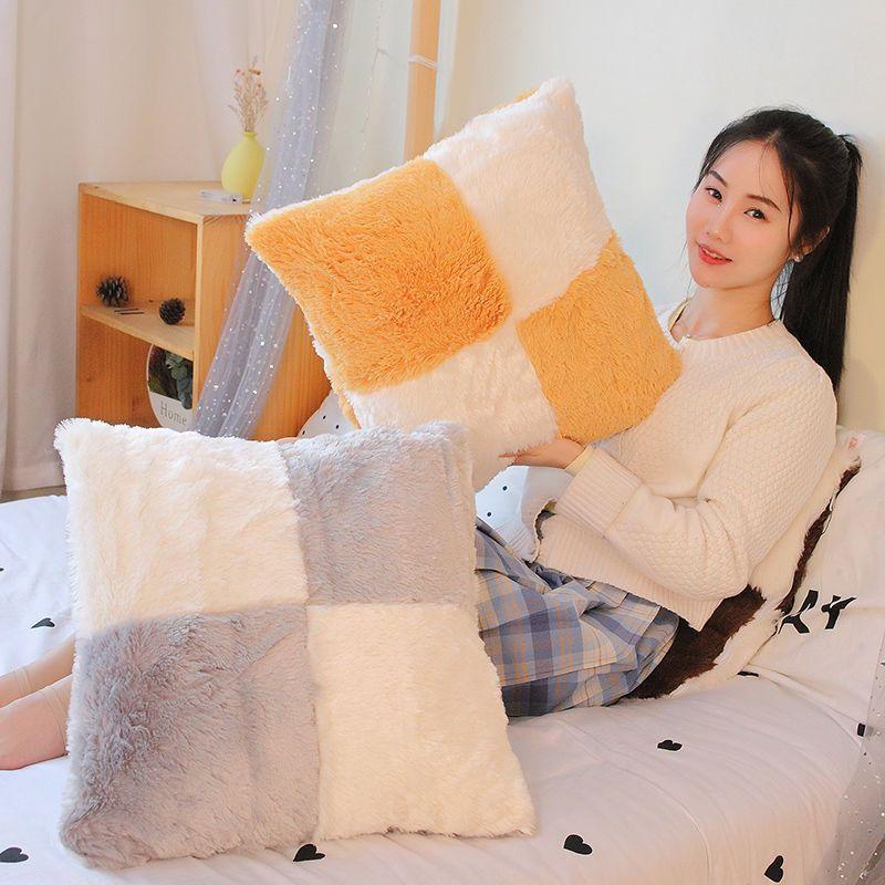 Nordic Plush Pillowcase Wool Faux Fur Cushions Sofa Bed Furry Long Hair Cushion Princess Pillow Home Wedding Decoration
