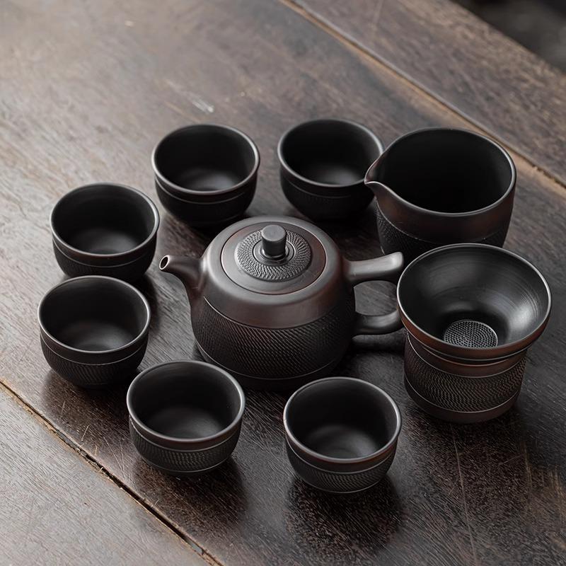 Purple Clay Jumping Knife Kung Fu Tea Set Luxury Home Use Tea Drinking Gaiwan Teapot Teacup High-end Gift Box Gift for Giving