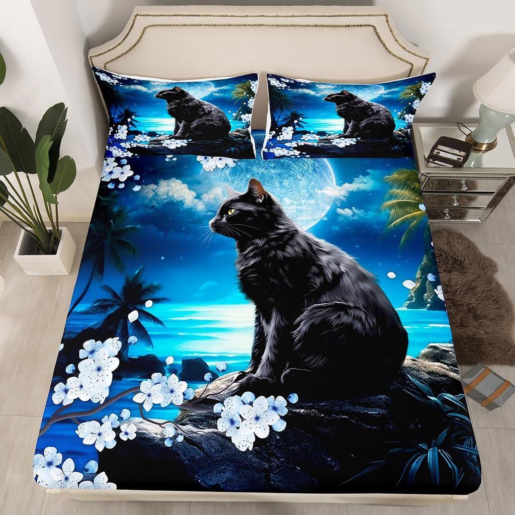 Lion Pattern Mattress Three-Piece Digital Printing Couple Black Gold Crown Bedspread Bedding