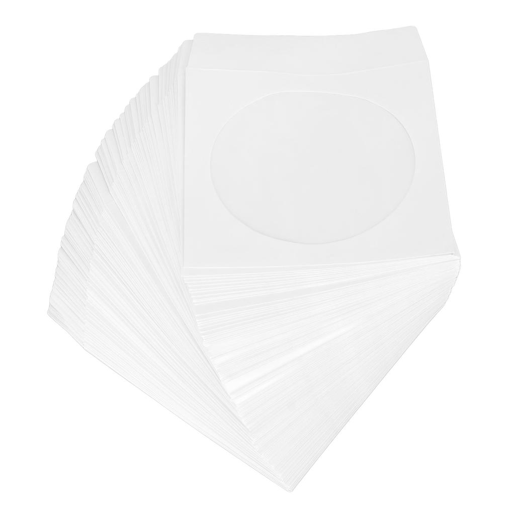 100Pcs CD Sleeves 4.9in Wide Clear Window Dustproof Thick Reusable CD Envelopes for 12cm 4.7in DVD Discs
