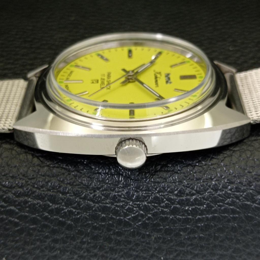 OROLOGIO DA UOMO INDIANO VINTAGE HMT KOHINOOR A CARICA MANUALE CON QUADRANTE GIALLO a440952-4