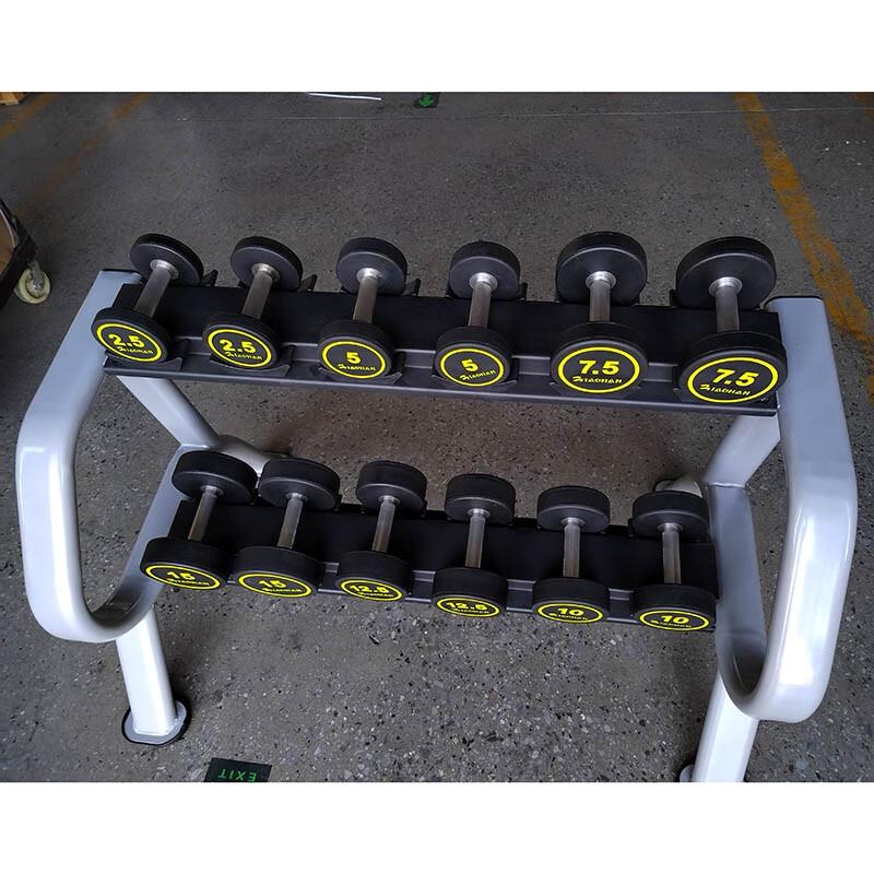 Fixed Rubber Dumbbell Set with Rack