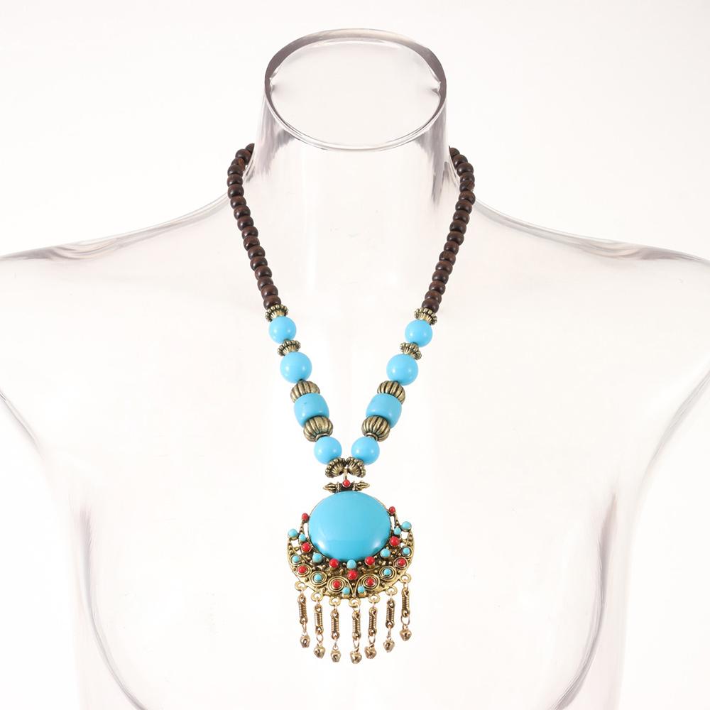 Alloy Bohemian Necklace Vintage Turquoise Long Necklace Fashion Bohemian Pendant Necklace Girls
