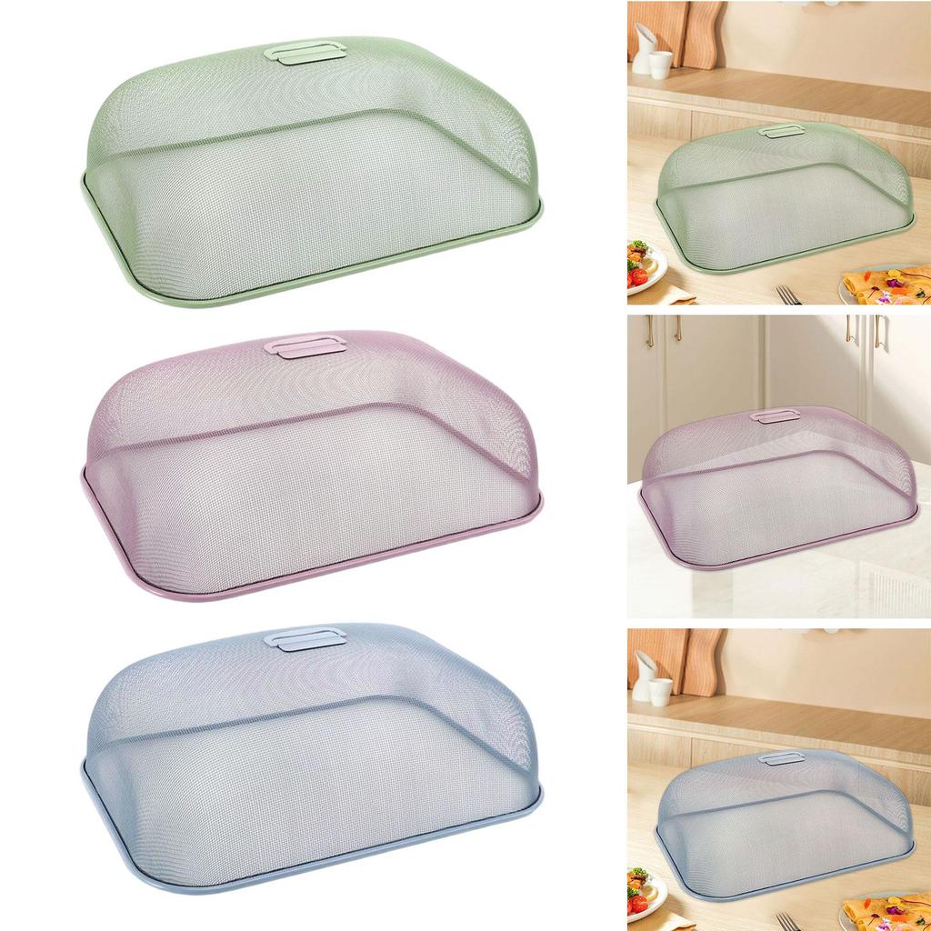 Mesh Kitchen Cover Iron Food Net Dome Protector 18.5 Inch Large Screen for Outdoor Picnic Table BBQ