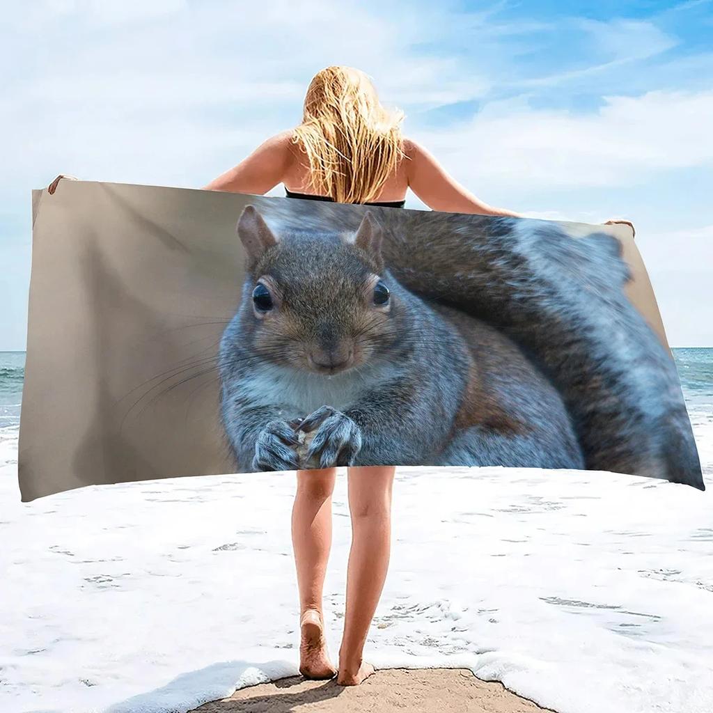Cute Squirrel Beach Towel Oversized Quick Dry Wild Animal Bath Towels Soft Microfiber Lightweight Pool Towel for Swim Spa Sport