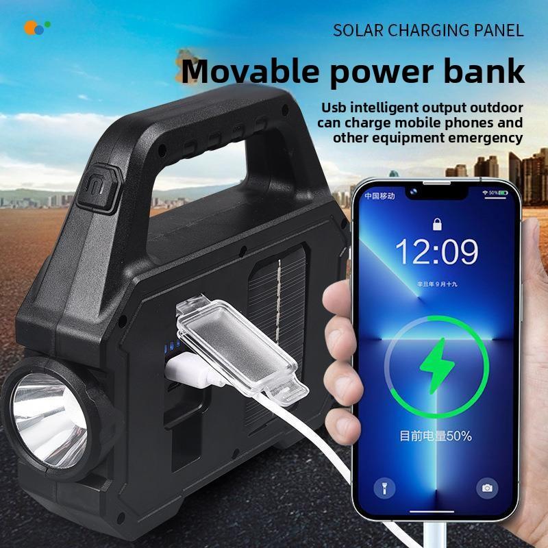 Solar COB Camping Light Lens USB Horse Light Searchlight Camp Light Flood Light Portable Light