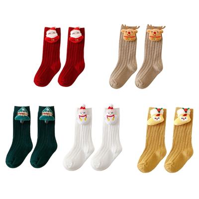 Vertical Stripes Kids Socks Breathable Socks with Christmas Patterns Soft & Comfortable Cotton Socks for Boys & Girls
