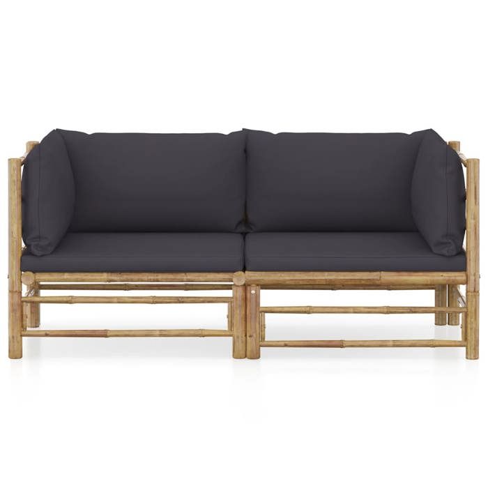 Maison Exclusive - Salon de jardin 2 pcs avec coussins gris foncé bambou