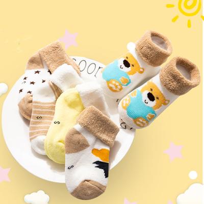 5 paar/set schattige beer baby winter sokken zacht warm dik pluche baby vloersok cartoon ster patroon pasgeboren peuter badstof sokken