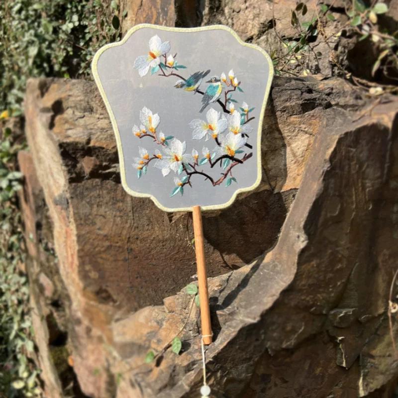 Embroidered Round Fan, Ancient Style Fan, Traditional Round Fan, Dance Fan, Classical Dance Fan, Double-Sided Embroidered Round Fan, Specialized for