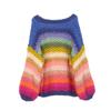Color Block Chunky Knit Cardigan: Striped, Loose V-Neck, Long Sleeve Sweater for Women