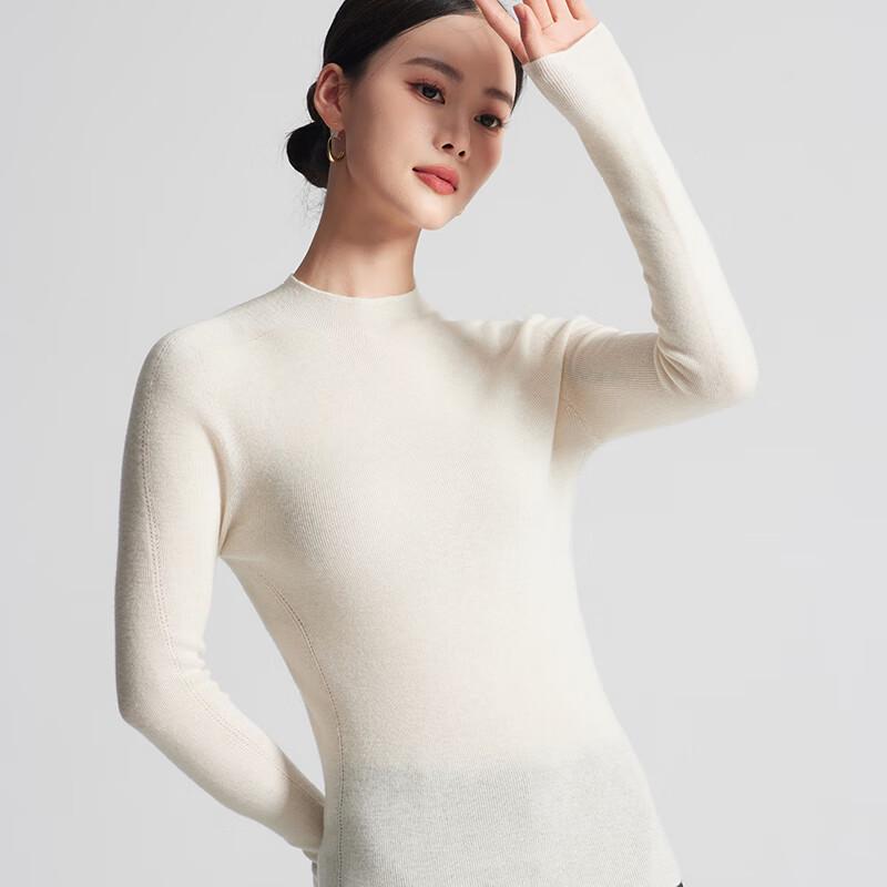Women's 100% Pure Wool Semi-High Collar Slim Fit Sweater